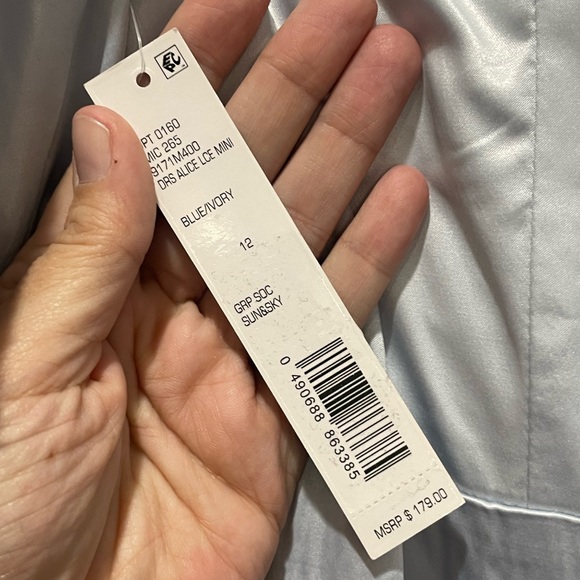 Gianni Bini blue & ivory Alice mini lace V neck eyelet dress size 12 NWT $179 - Picture 8 of 8